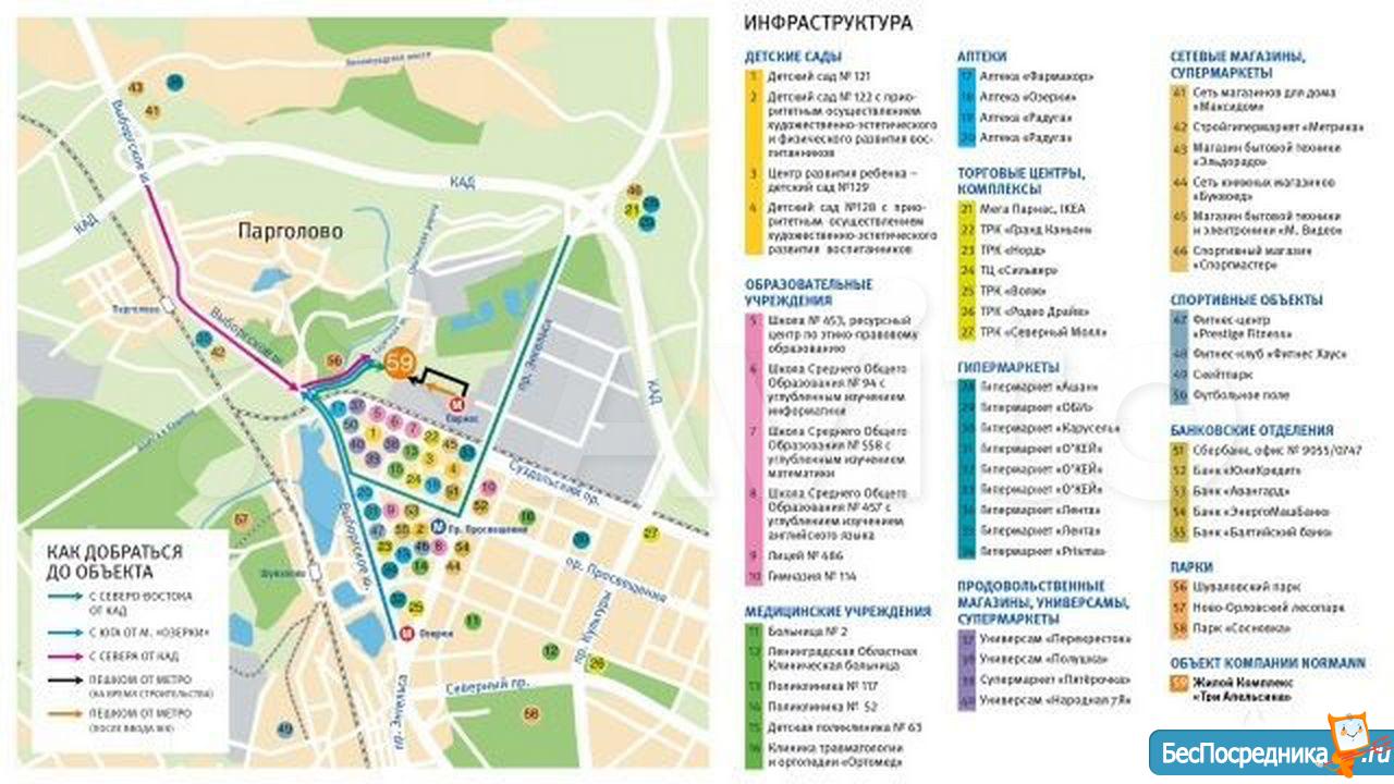 Парголово санкт петербург карта